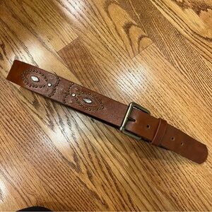 Y2K Limited Too Belt Studded Western Boho Bohemian Wide Brown Leather Belt